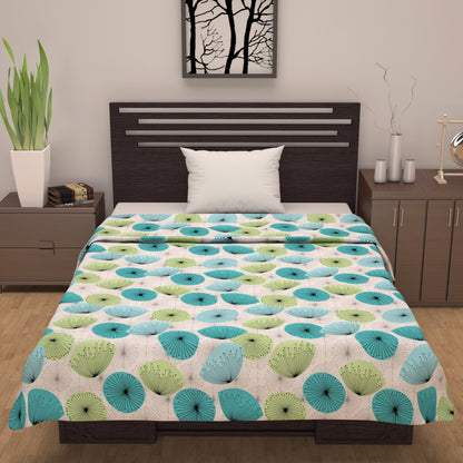 Dandelions Floral Print Blue 144 TC 100% Cotton Cozy and Comfy Dohar for Single Bed