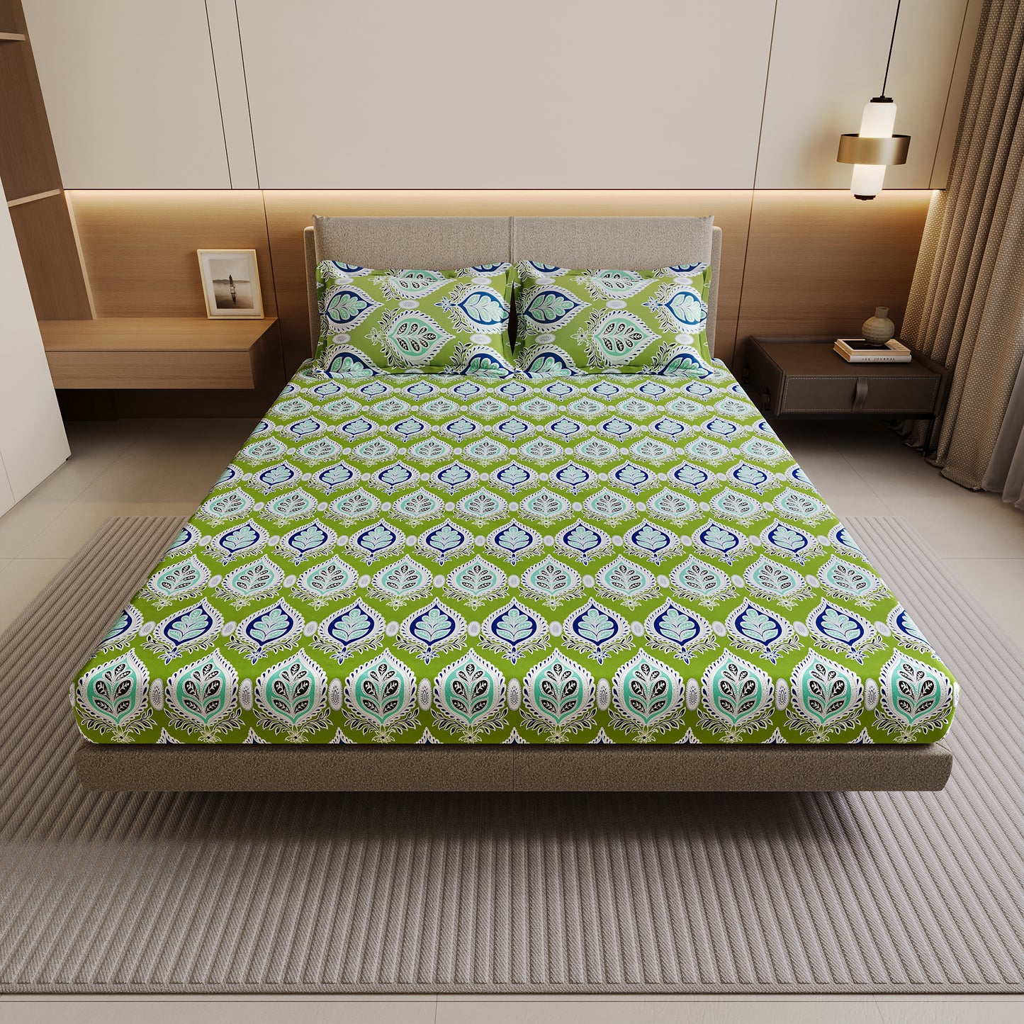Damask Motif Bedsheet For Double Bed