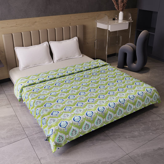 Damask Motif Green Super Soft Brushed 144 TC 100% Cotton Double Bed Dohar