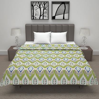 Green and Blue Floral Cotton Dohar Combo For Double Bed