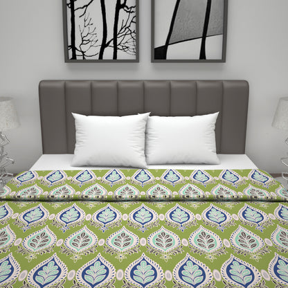 Green and Blue Floral Cotton Dohar Combo For Double Bed