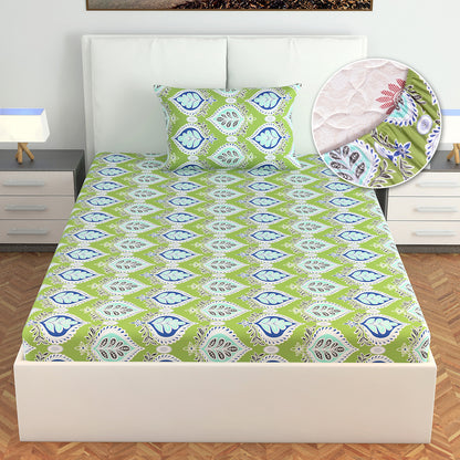 Damask Motif Elastic Fitted Bedsheet Single Bed