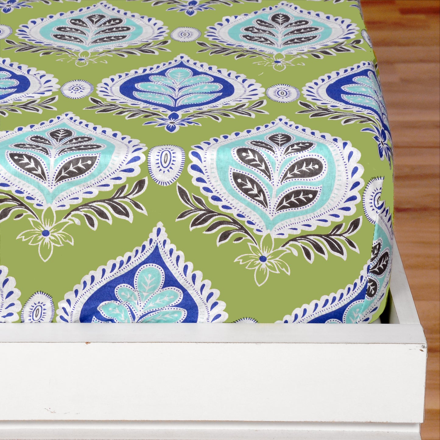 Damask Motif Elastic Fitted Bedsheet Single Bed