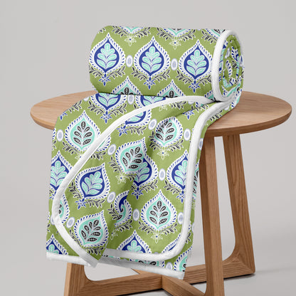 Damask Motif Green Super Soft Brushed 144 TC 100% Cotton Single Bed Dohar
