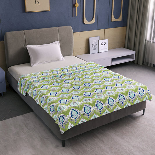 Damask Motif Green Super Soft Brushed 144 TC 100% Cotton Single Bed Dohar