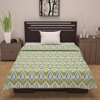 Damask Motif Green Super Soft Brushed 144 TC 100% Cotton Single Bed Dohar