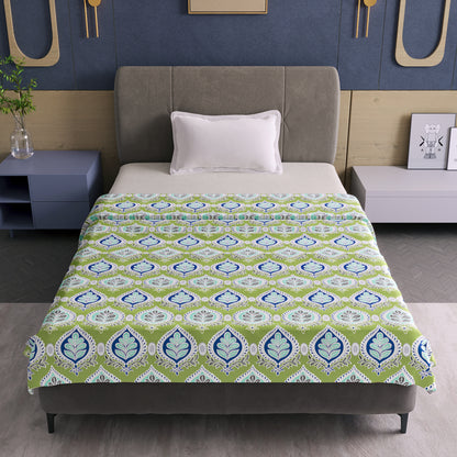 Damask Motif Green Super Soft Brushed 144 TC 100% Cotton Single Bed Dohar