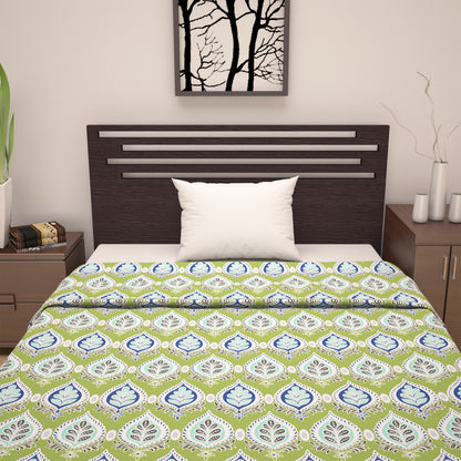 Damask Motif Green Super Soft Brushed 144 TC 100% Cotton Single Bed Dohar