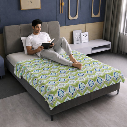 Damask Motif Green Super Soft Brushed 144 TC 100% Cotton Single Bed Dohar