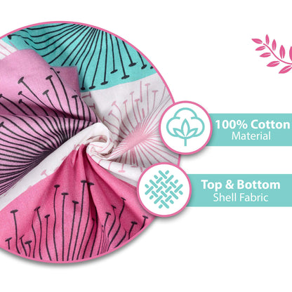 Dandelions Floral Print Pink 144 TC 100% Cotton Cozy and Comfy Dohar for Single Bed