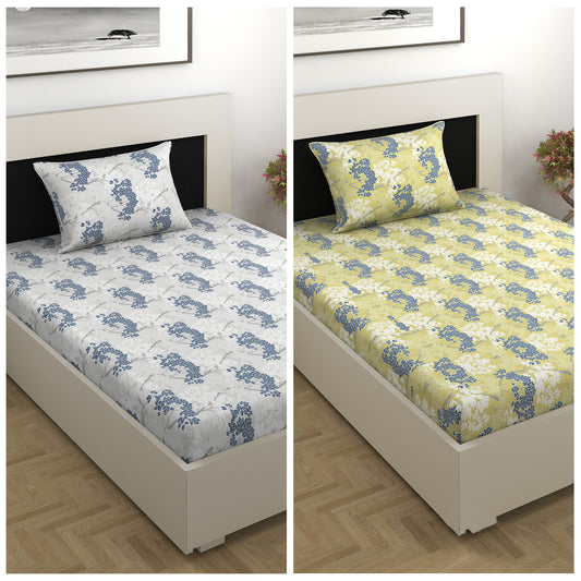 Autumn Tree Leaf Combo Bedsheet for Single Bed