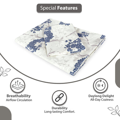 Grey Autumn Tree Leaf Single Bed Bedsheet