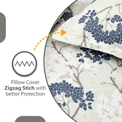 Grey Autumn Tree Leaf Single Bed Bedsheet