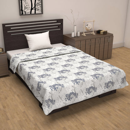 Floral Grey and Blue 144 TC Single Bed AC Dohar Lightweight 120 GSM Perfect for Your Living Room