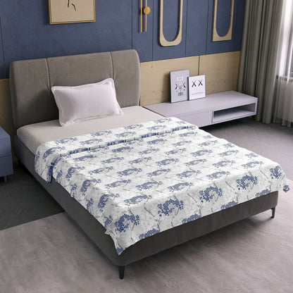 Grey Blue Autumn Tree Leaf 144 TC 100% Cotton Single Bed Dohar