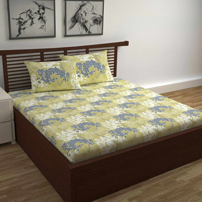 Green Autumn Tree Leaf Bedsheet For Double Bed