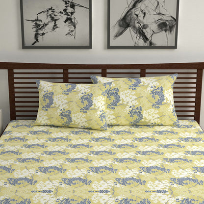 Green Autumn Tree Leaf Bedsheet For Double Bed