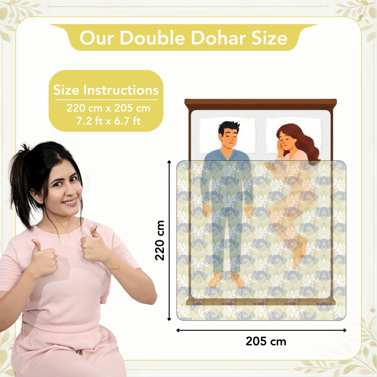 Green Autumn Tree Leaf 144 TC 100% Cotton Skin Friendly AC Double Bed Dohar
