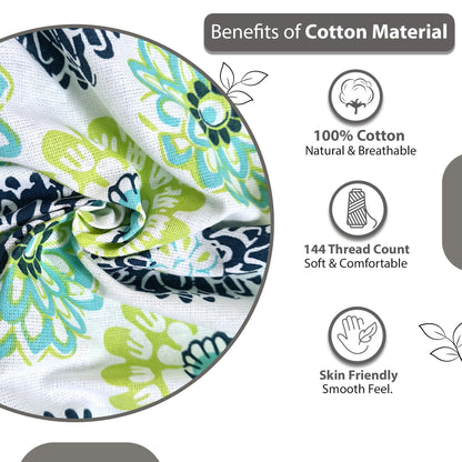 Green Dahlia Floral Printed Bedsheet For King Size Bed