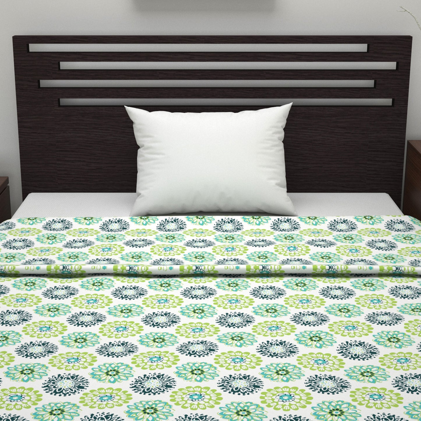 Green Dahlia Floral Soft Silk Touch 144 TC 100% Cotton Dohar for Single Bed