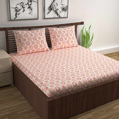 Summer Dahlia Floral Printed Bedsheet For Double Bed