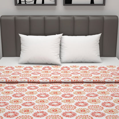 Peach Dahlia Floral Soft Silk Touch 144 TC 100% Cotton Dohar for Double Bed