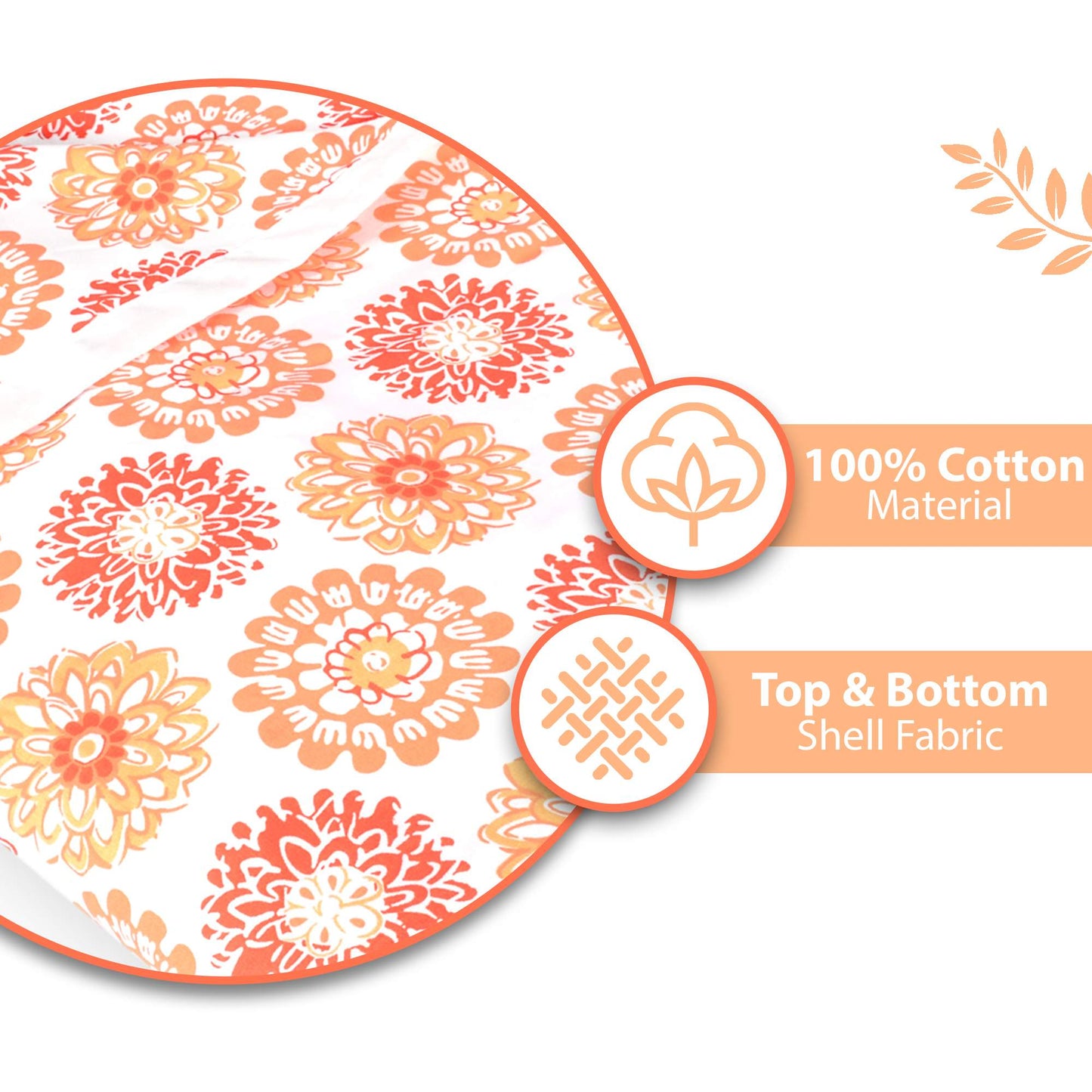 Peach Dahlia Floral Soft Silk Touch 144 TC 100% Cotton Dohar for Double Bed