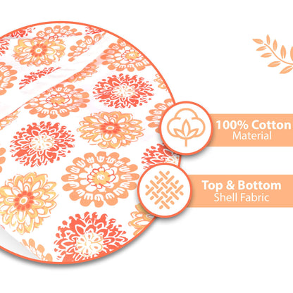Peach Dahlia Floral Soft Silk Touch 144 TC 100% Cotton Dohar for Double Bed