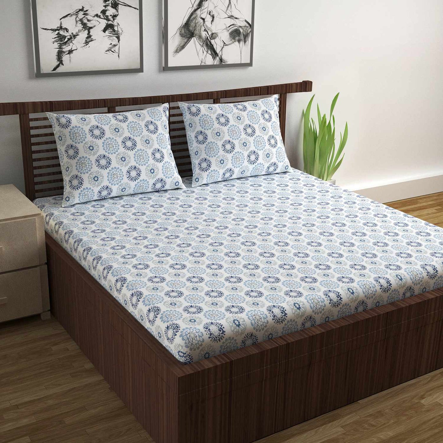 Dahlia Print Bedsheet For Double Bed