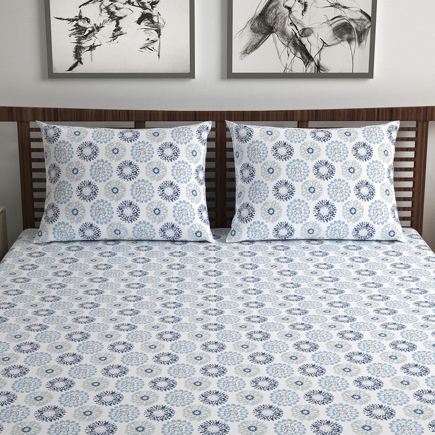 Dahlia Print Bedsheet For Double Bed