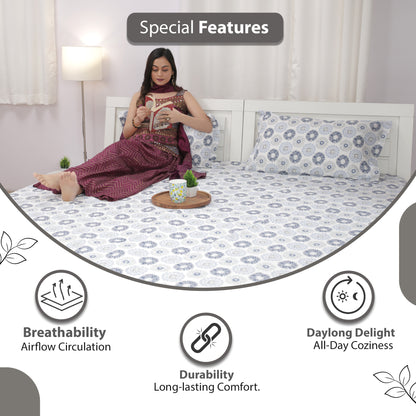 Dahlia Print Bedsheet For Double Bed