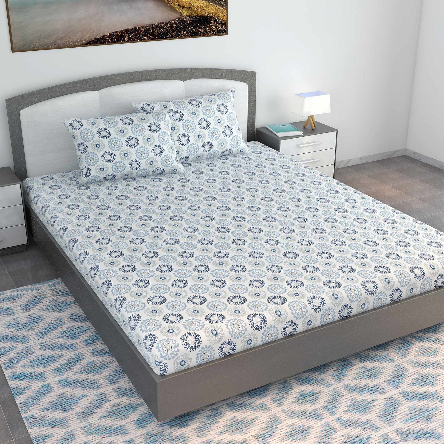 Dahlia Print Bedsheet For King Size Bed