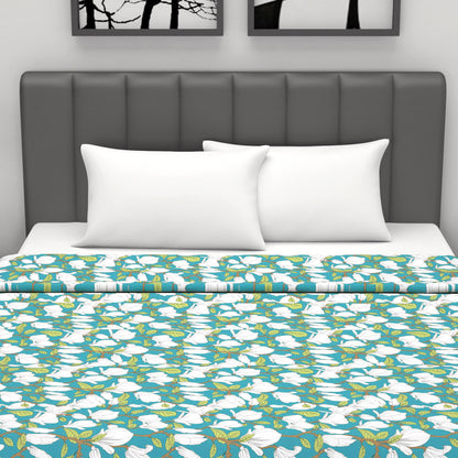 Grey and Green Floral Cotton Dohar Combo For Double Bed Set of 2