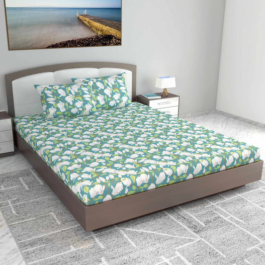 Magnolia Floral Bedsheet For King Size Bed