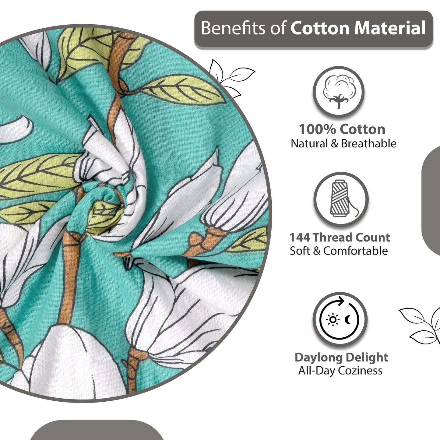 Magnolia Floral Bedsheet For King Size Bed