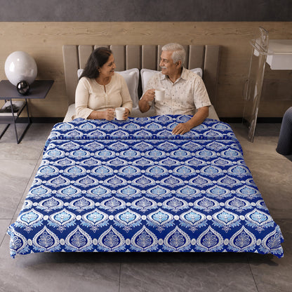 Damask Motif Blue Super Soft Brushed 144 TC 100% Cotton Double Bed Dohar