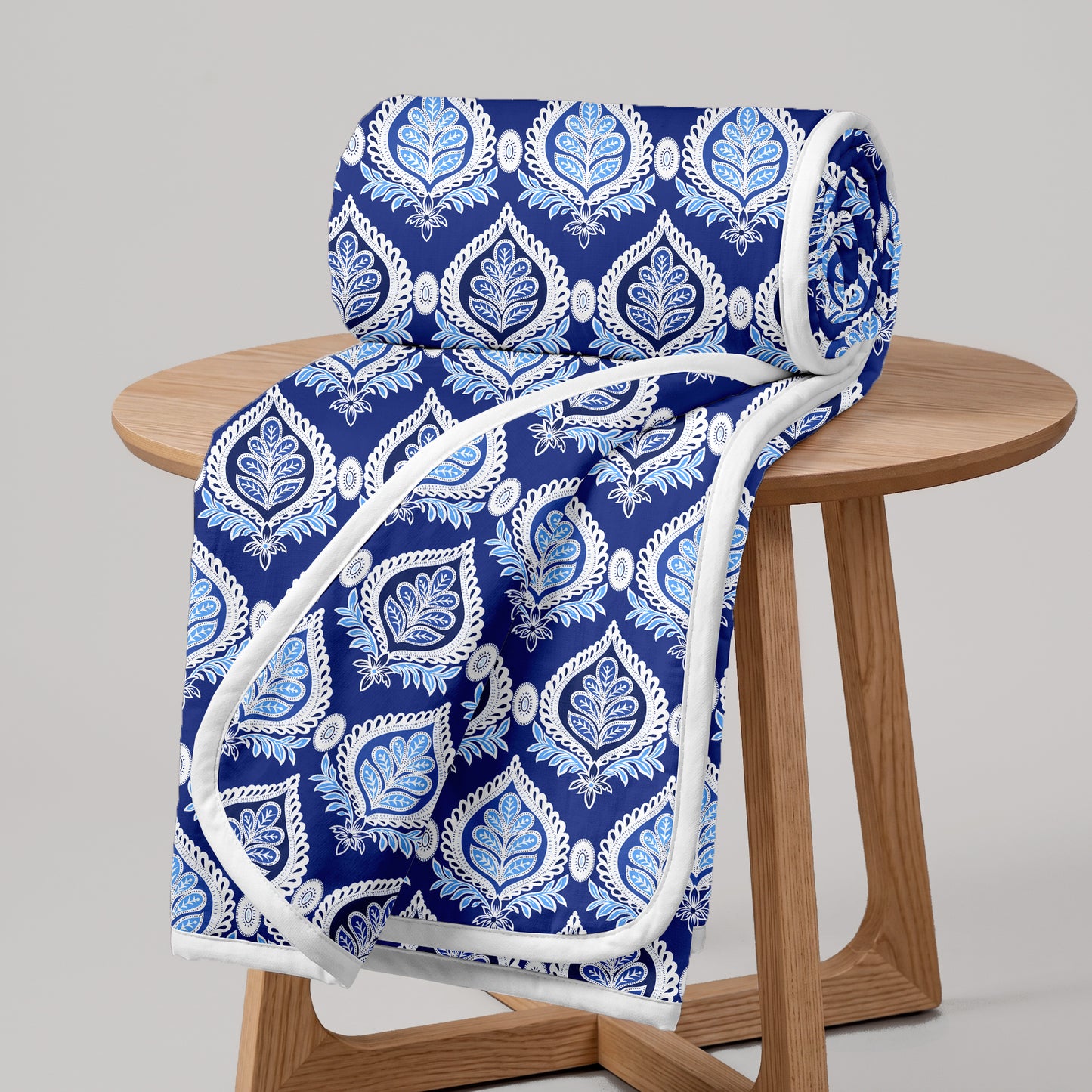 Damask Motif Blue Super Soft Brushed 144 TC 100% Cotton Double Bed Dohar
