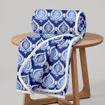 Damask Motif Blue Super Soft Brushed 144 TC 100% Cotton Double Bed Dohar