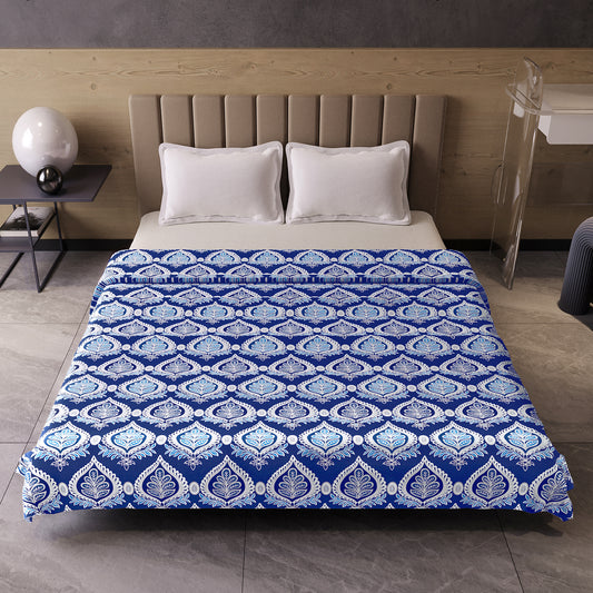 Damask Motif Blue Super Soft Brushed 144 TC 100% Cotton Double Bed Dohar