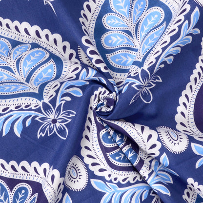 Damask Motif Blue Super Soft Brushed 144 TC 100% Cotton Double Bed Dohar