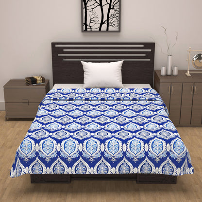 Damask Motif Blue Super Soft Brushed 144 TC 100% Cotton Single Bed Dohar