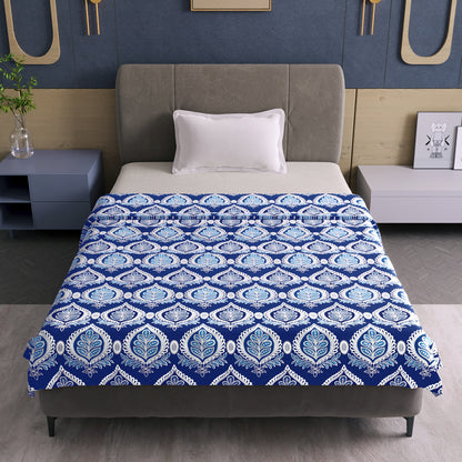 Damask Motif Blue Super Soft Brushed 144 TC 100% Cotton Single Bed Dohar