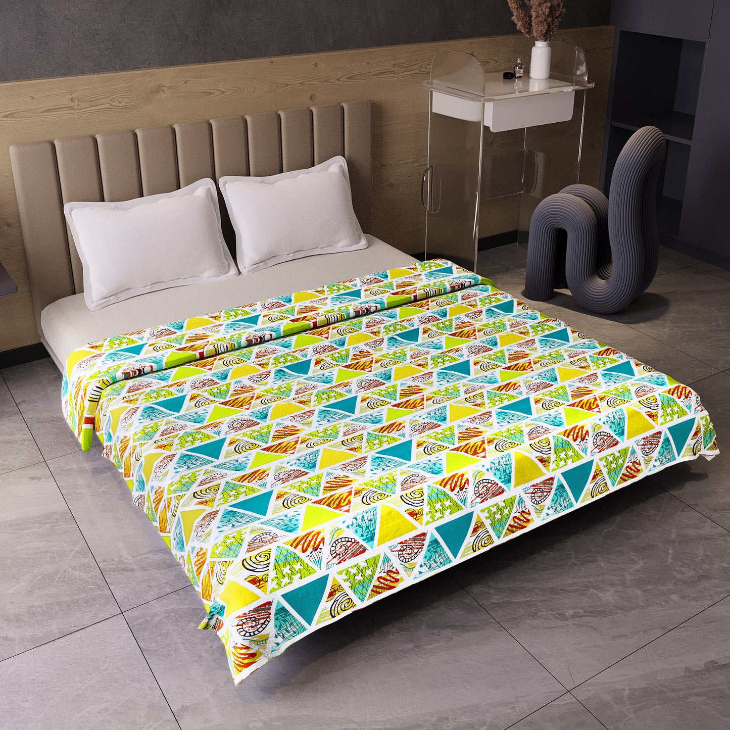 Triangle Candy Print 144 TC 100% Cotton Lightweight Dohar for Double Bed