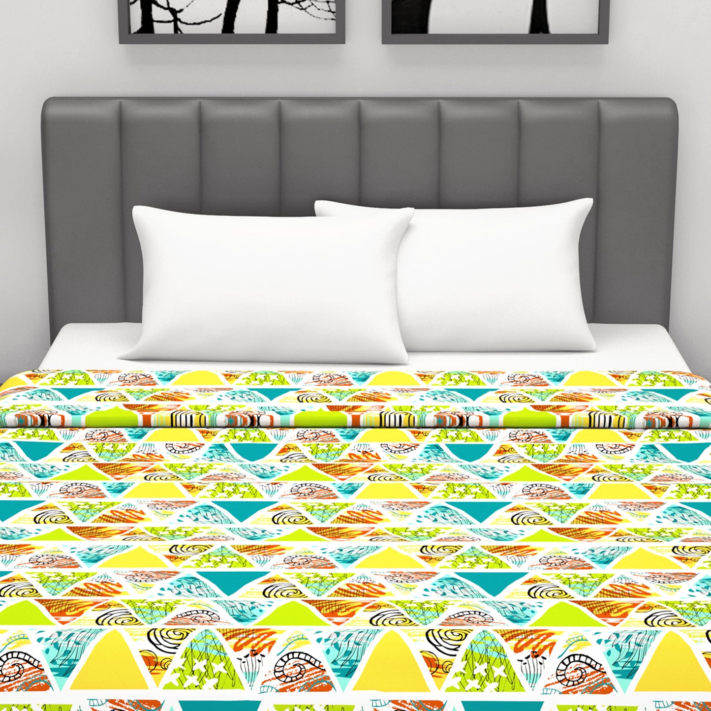 Triangle Candy Print 144 TC 100% Cotton Lightweight Dohar for Double Bed
