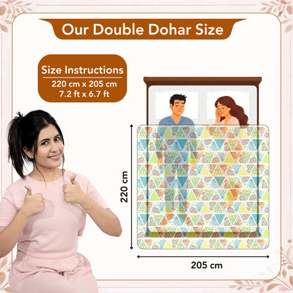 Triangle Candy Print 144 TC 100% Cotton Lightweight Dohar for Double Bed