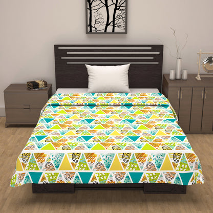 Green Floral and Multicolor Pattern Cotton Dohar Combo for Single Bed