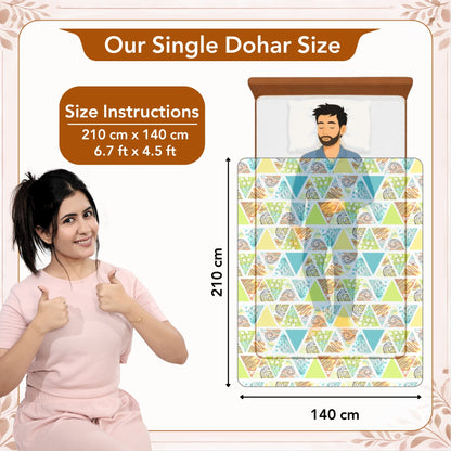 Triangle Candy Print 144 TC 100% Cotton Lightweight Dohar for Single Bed