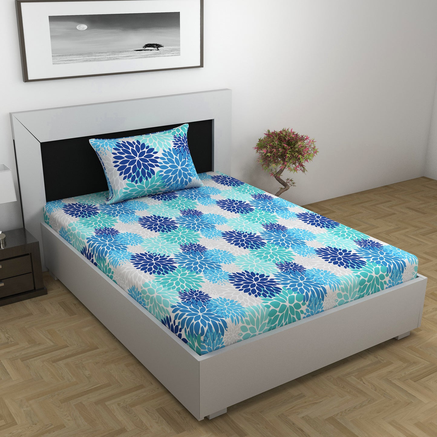 Silhouette Leaves Combo Bedsheet for Single and Double Bed