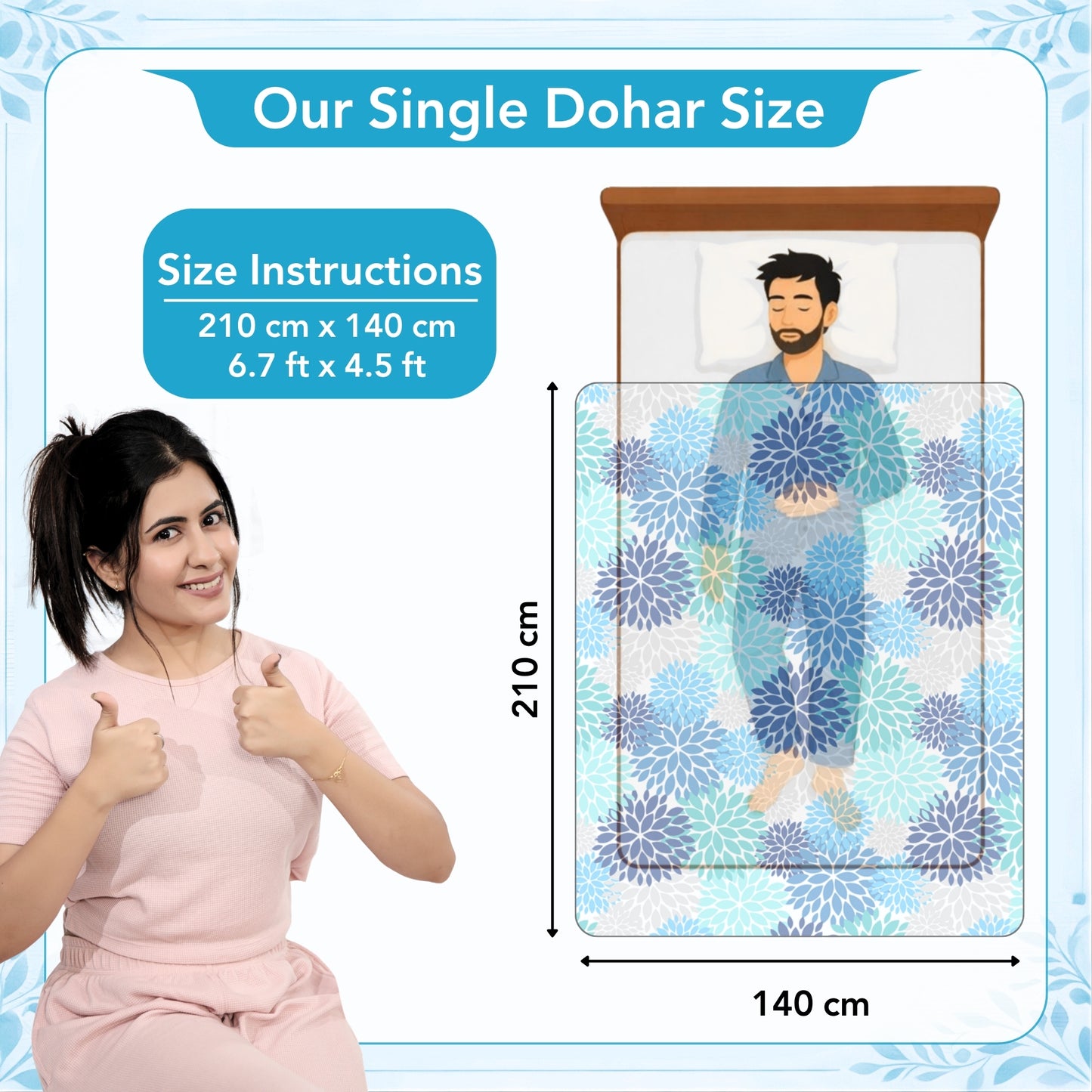 Silhouette leaves Classy Soft 144 TC 100% Cotton Dohar for Single Bed