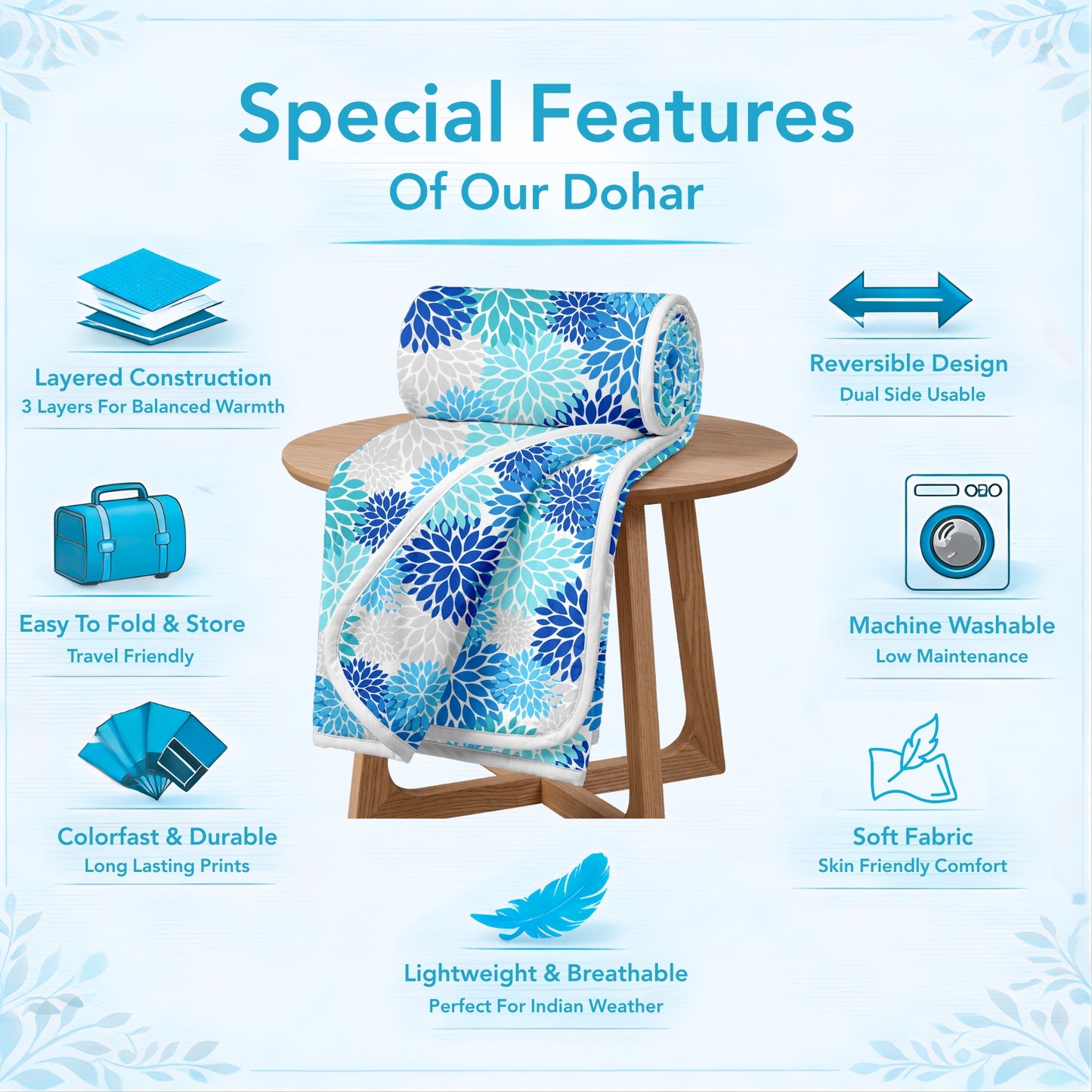 Silhouette leaves Classy Soft 144 TC 100% Cotton Dohar for Single Bed